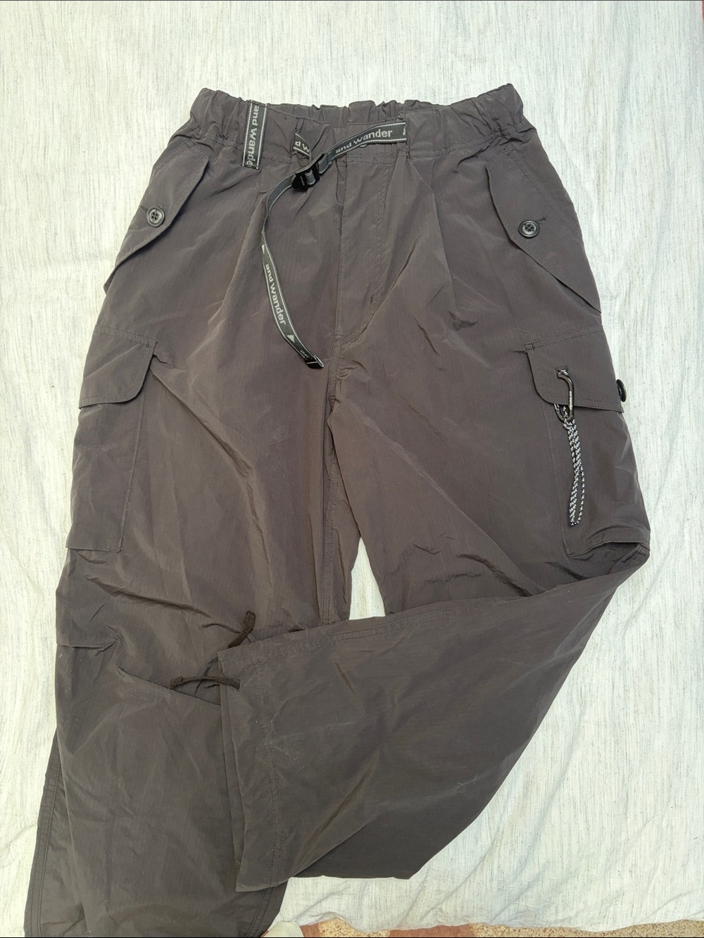 And Wander Black Oversized Cargo Pants size S